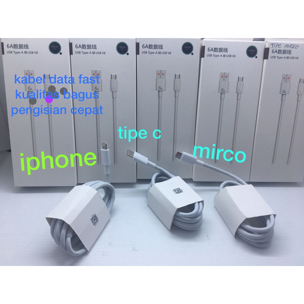 Kabel USB Type C 6A 66W Data Charger Fast Quick Charging / kabel data usb mirco / tipe c / kabel data fast charging