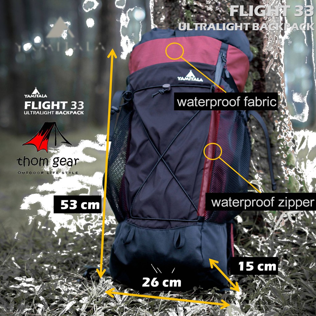 Tas Ransel Backpack Tas Carrier Tas Camping Hiking Gunung Kemah Outdoor Yamitala Flight 33 Waterproof Anti Air Original Thomgear Paiton Probolinggo