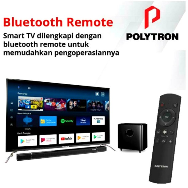 Polytron LED Android TV 55&quot; 4K UHD Smart 55BUA8859 Soundbar Subwoofer