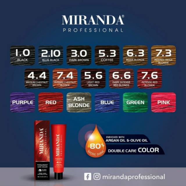 MIRANDA PROFESSIONAL SEMIR RAMBUT 100ML PERMANENT HAIR COLOR