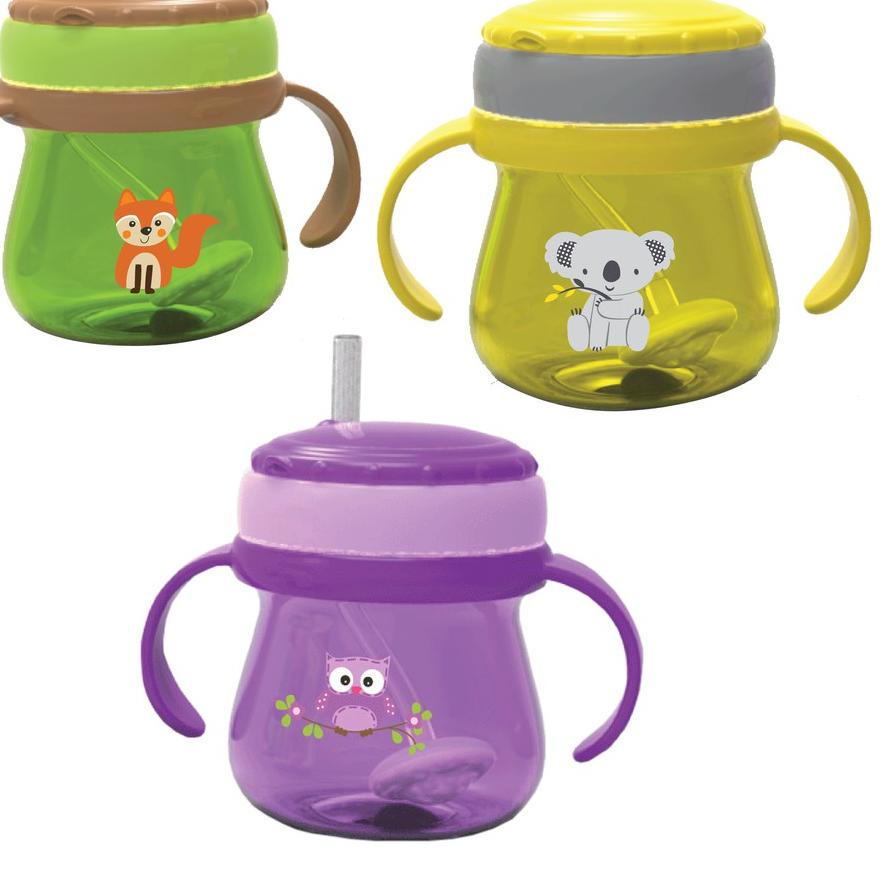 ♧ Baby Safe Botol Minum Bayi Sedotan Dengan Bandul Pemberat - Cup Weighted Straw Bottle 250 ml JP019