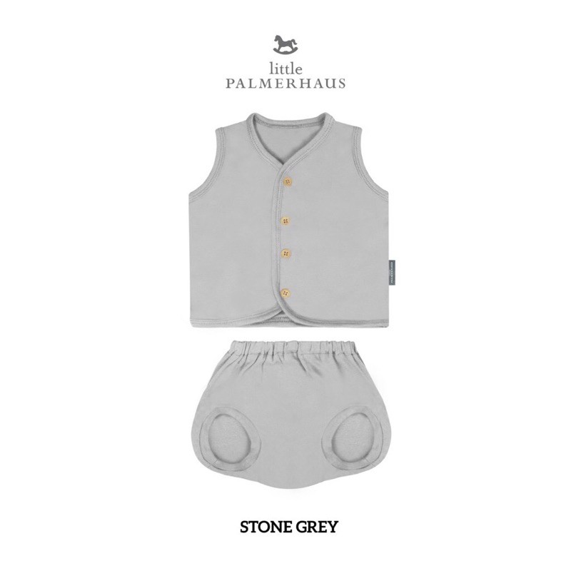 Little Palmerhaus Sleeveless Button Tee Set - setelan kutung bayi