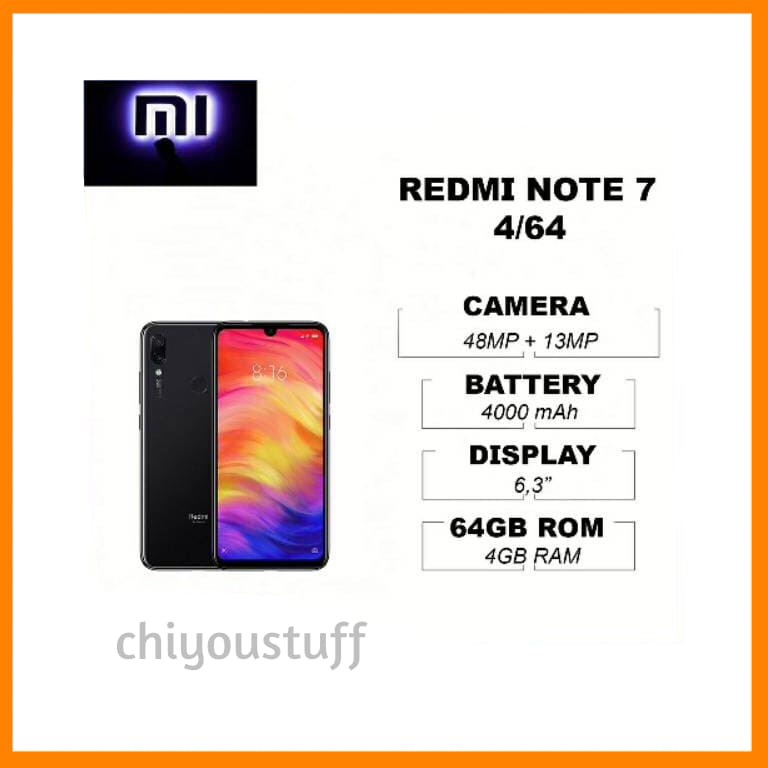 XIAOMI REDMI NOTE 7 4/64 4GB RAM 64GB ROM GARANSI RESMI