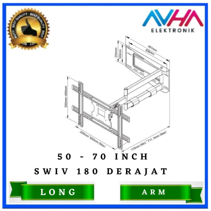 bracket swivel 180 derajat 43 49 50 55 60 65 70 Inch Nb north bayou sp2