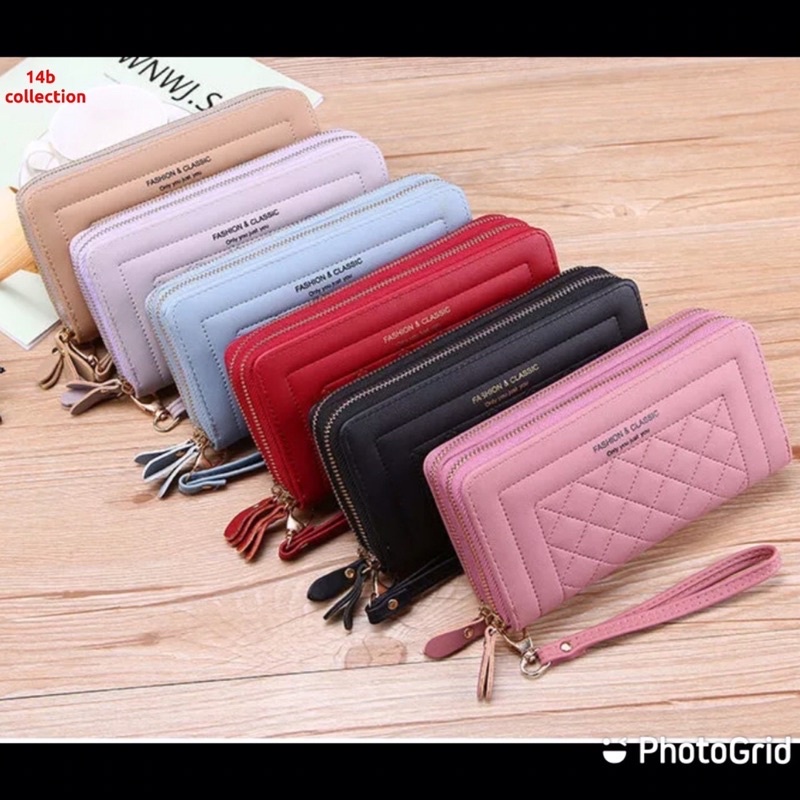 Dompet Panjang wanita double zipper dompet besar dompet HP pouch hp besar Dompet Large Forever Young Fashion and classic