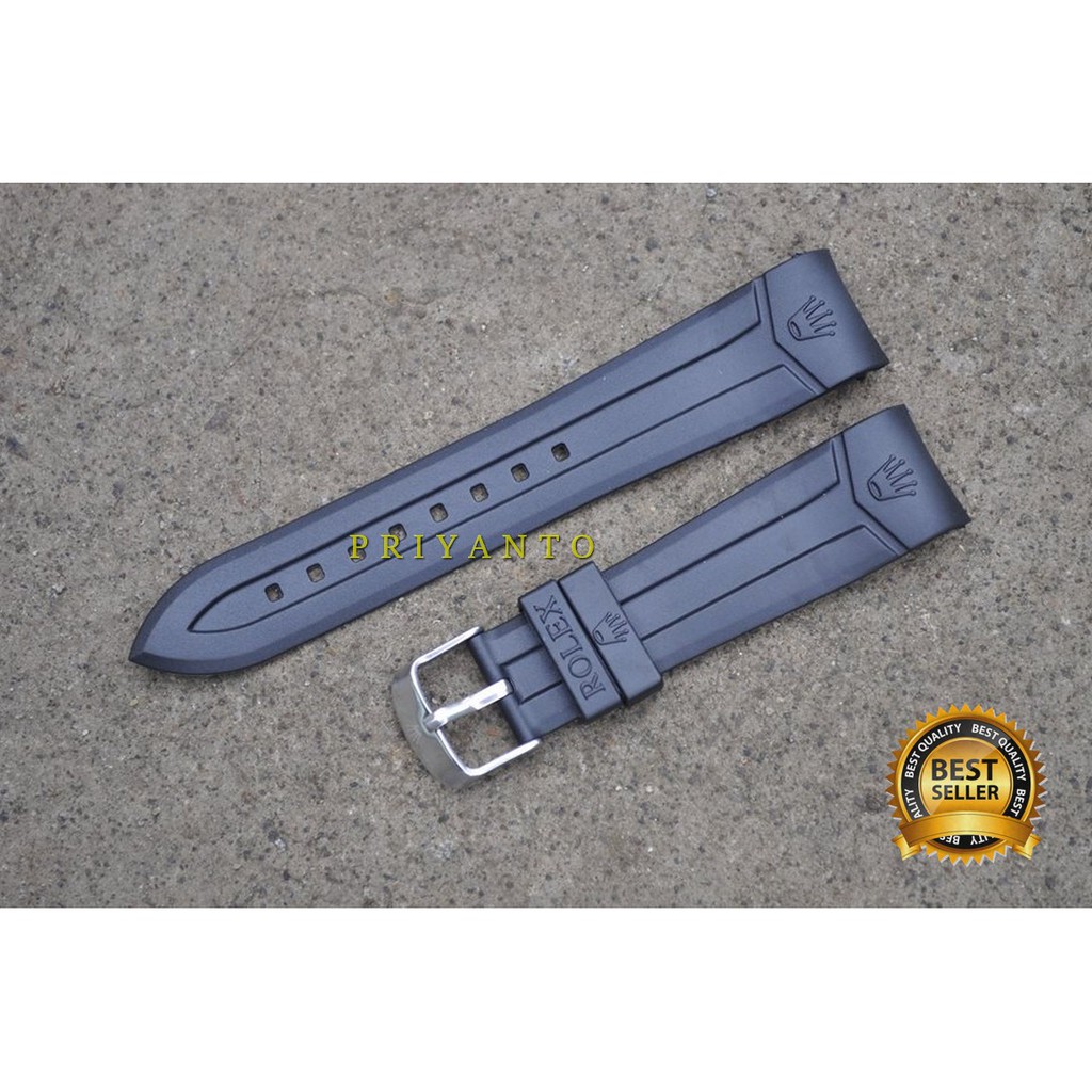 STRAP TALI JAM TANGAN ROLEX RUBBER KARET SILICONE 20MM BLACK