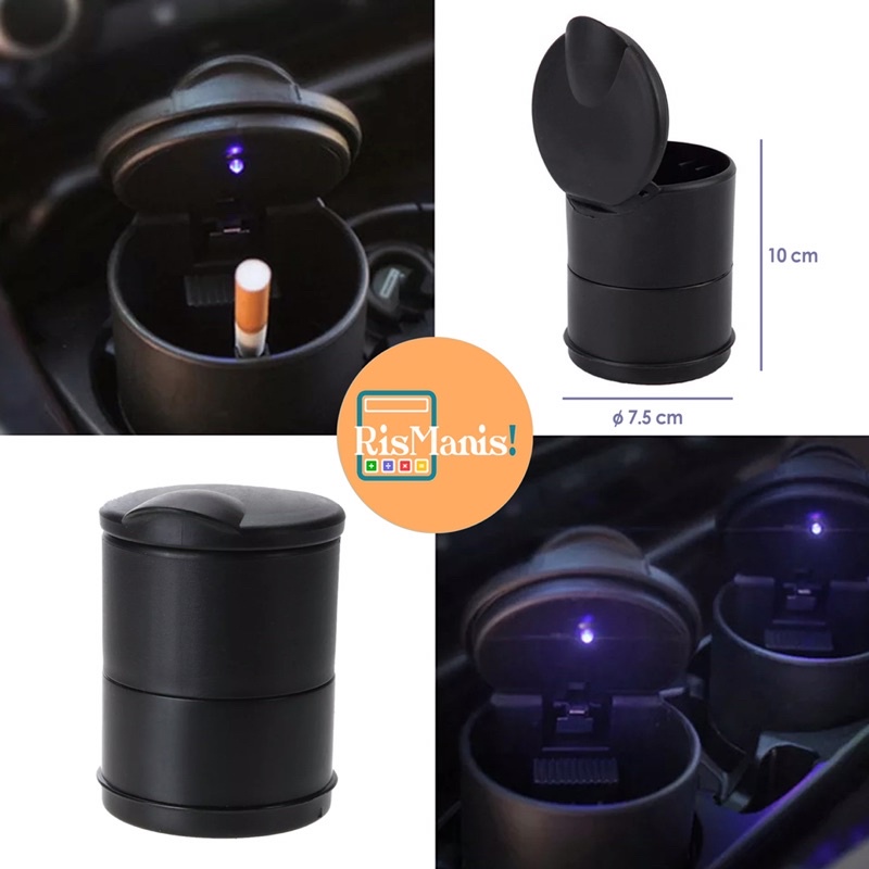 LED LIGHT CAR ASHTRAY - Asbak Mini Rokok Serbaguna Tempat Koin Uang Receh Lampu LED Praktis Efisien