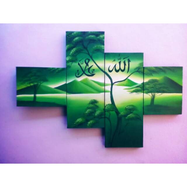 Lukisan panel kaligrafi pemandangan