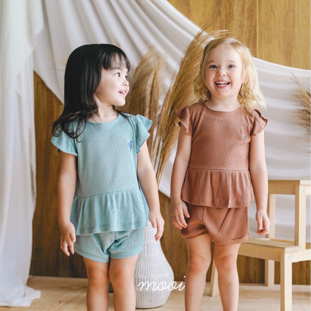 PROMO 7.7 PROMO BAJU LEBARAN MURAH MOOI RIB RUFFLE SET SETELAN RUFFLE ANAK SETELAN ANAK PEREMPUAN