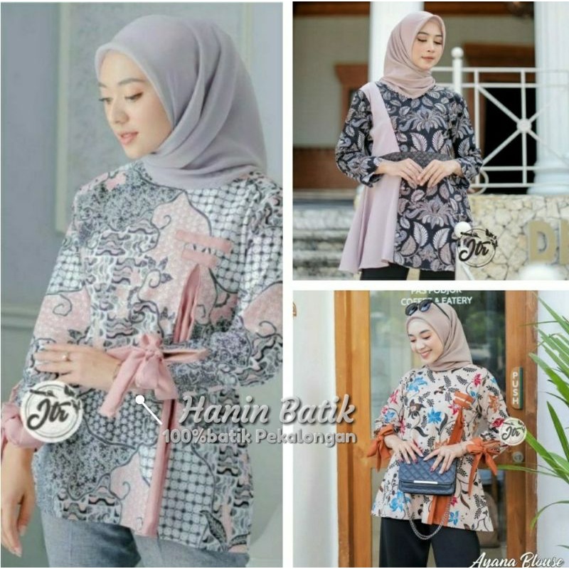 BAJU BATIK WANITA MODERN ATASAN BATIK WANITA TUNIK BATIK BLOUSE BATIK KERJA WANITA BATIK KANTOR M L 