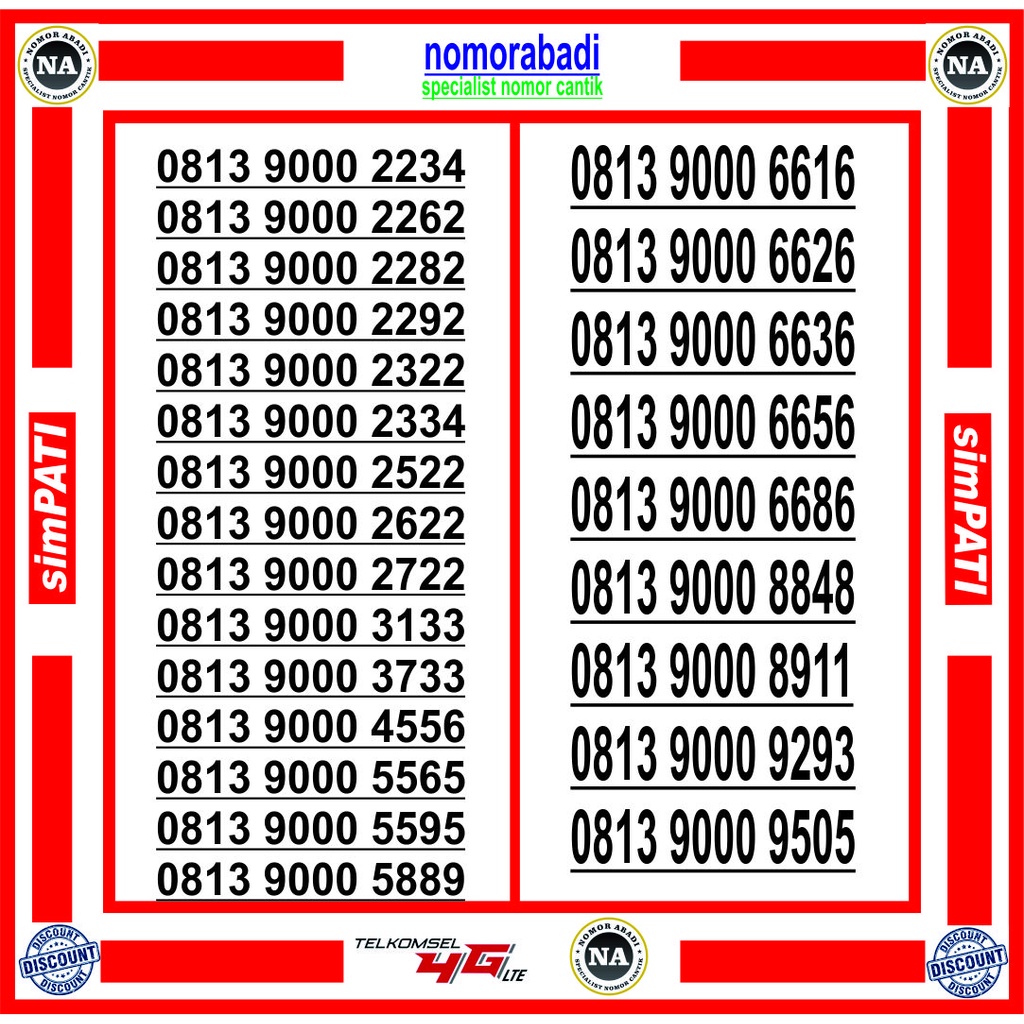 nomor cantik simpati 9000 h400