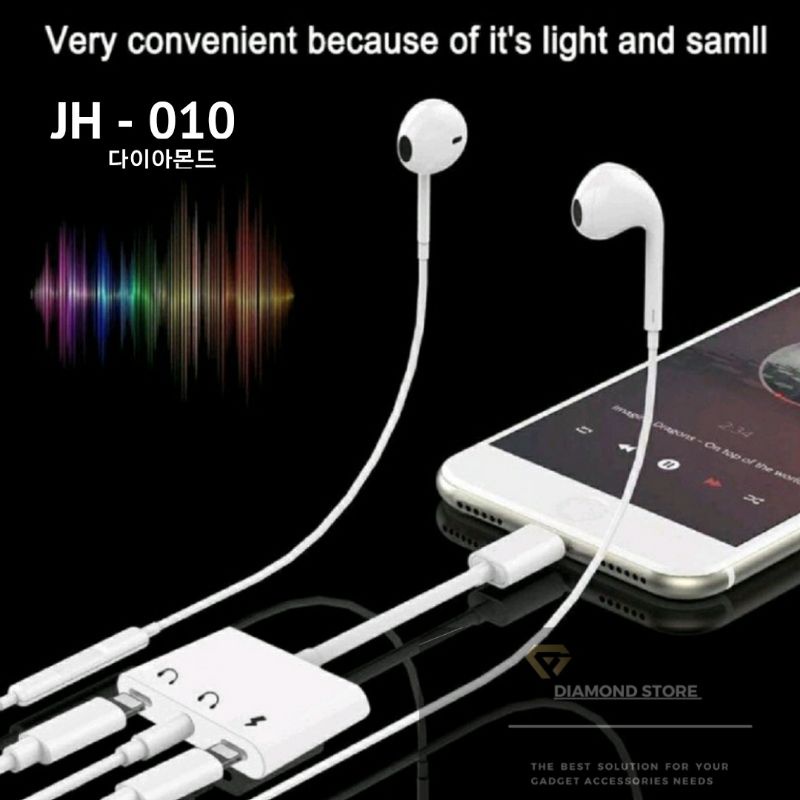 Splitter 3in1 JH-010 Handsfree Dual Lightning + Jack 3.5mm Converter