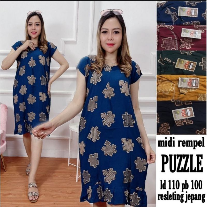 Midi dress rempel motif // daster rempel motif / daster viral 2022