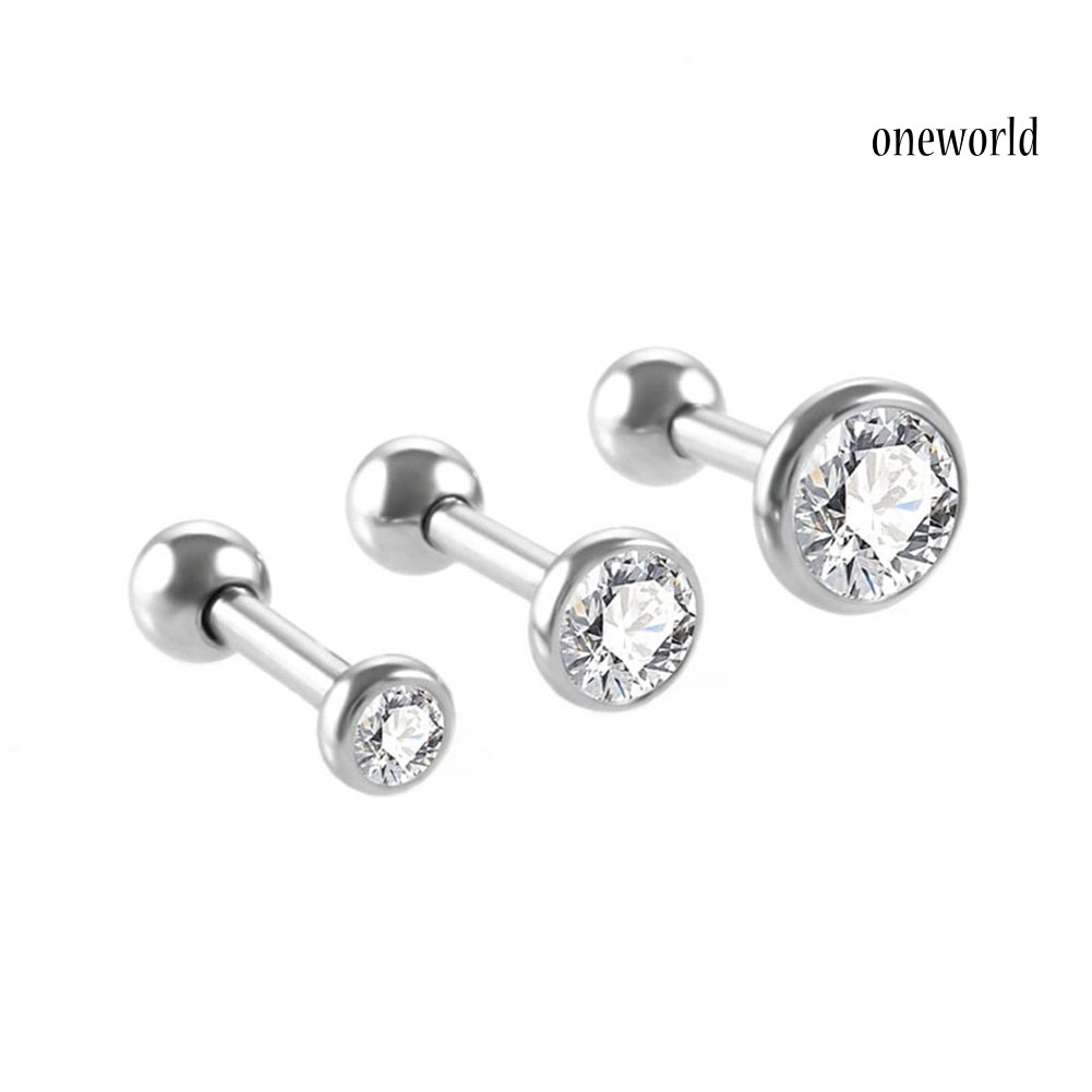 OW@ 3 Pcs Shiny Rhinestone Stud Earrings Women Charm Jewelry Gift Fashion Luxury