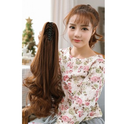 Rambut Palsu Hairclip/Hair Clip Panjang Bergelombang Fashion Wanita Natural Hair Women's Long Curly