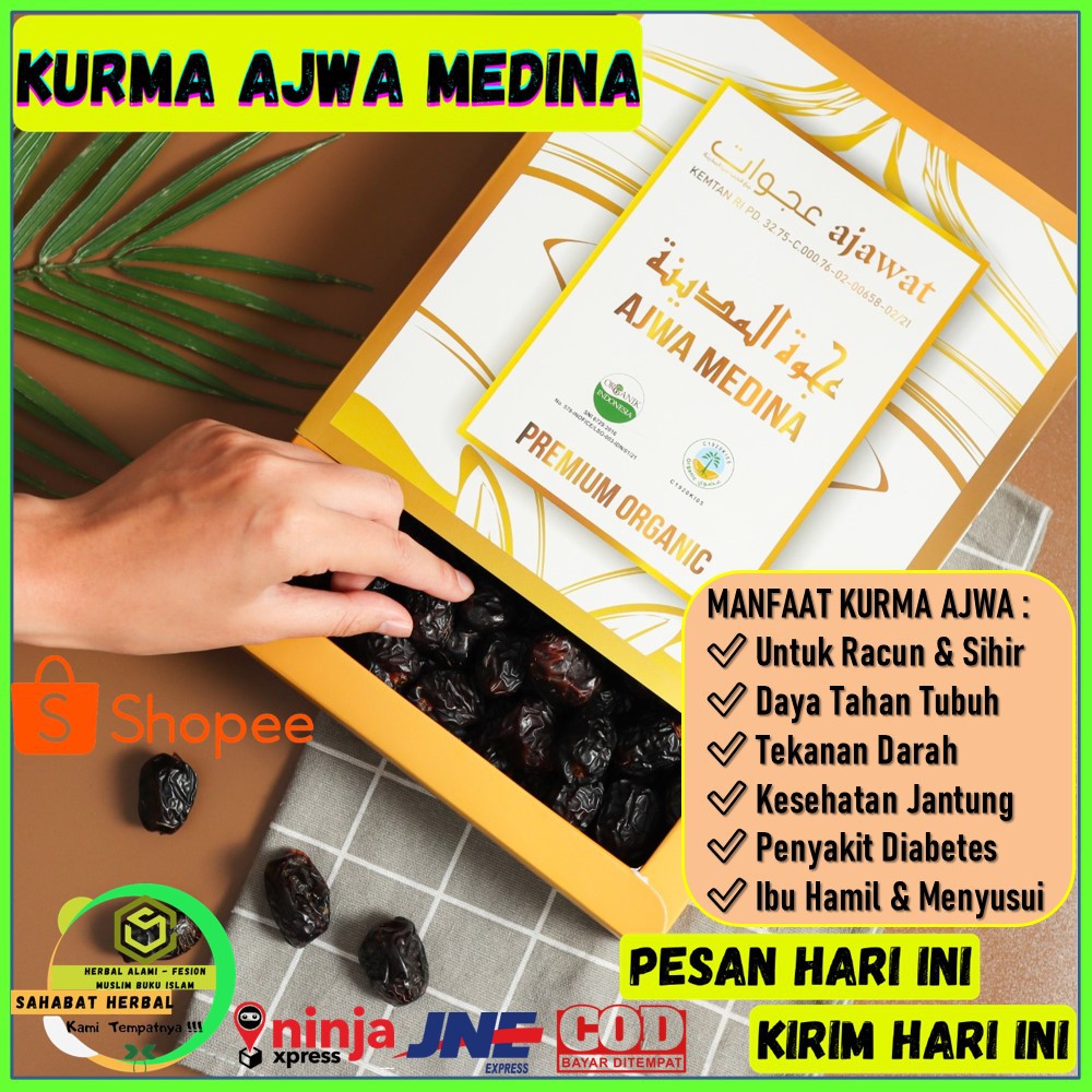 

COD - Kurma Ajwa Madinah Ajawat PREMIUM ORGANIC 1kg Sunah Nabi Berkualitas