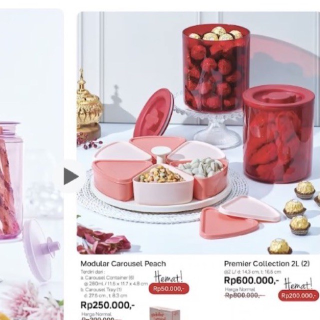 TOPLES MERAH KACA - TUPPERWARE - PREMIER COLLECTION 2 (2L)