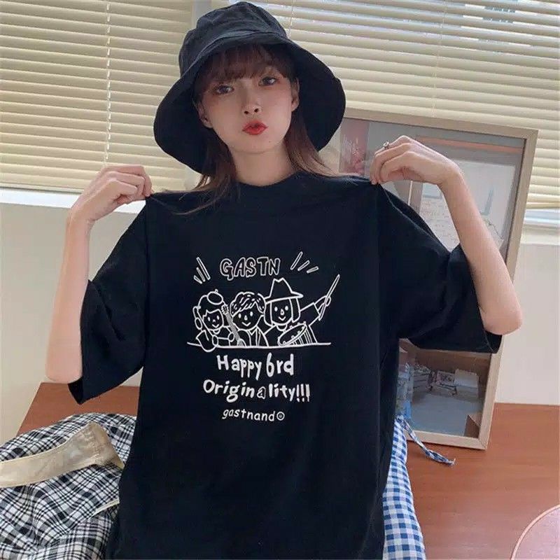 Arifirn Kaos Oversize Happy Origin (LD 106, P 65) - Kaos Wanita