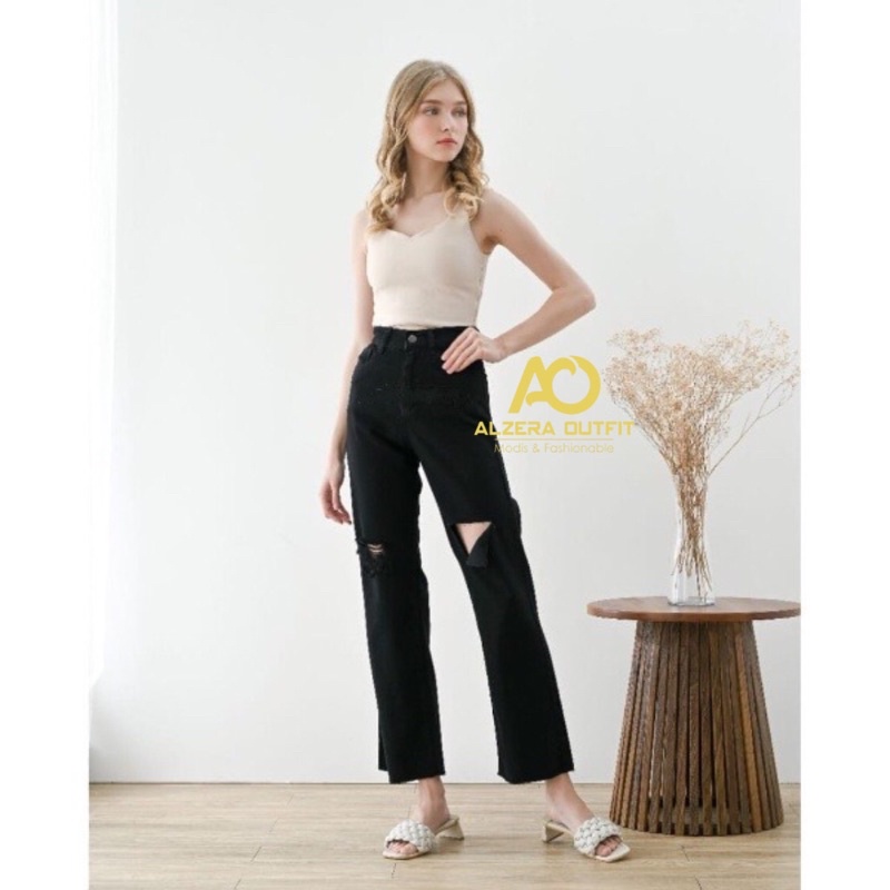 PREMIUM HIGHWAIST JEANS CULLOTE SNOWBLUE SOBEK 27-34 TERBARU/TERUPDATE 2022 BY ALZERA