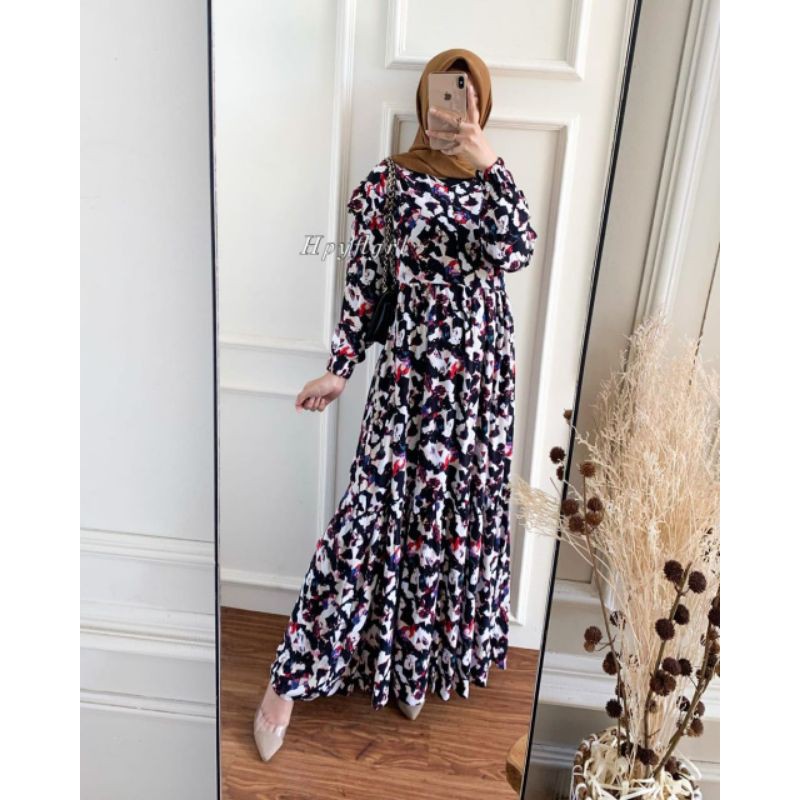 LOTUS DRESS • DRESS GAMIS MOTIF ABSTRAK