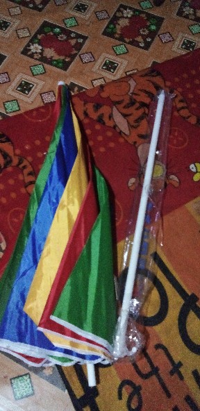 Payung Tenda Pantai 180cm Pelangi Silver Anti-uv, Jualan Dagang Pkl.