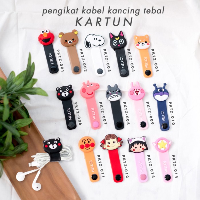 

perekat-pengikat- cord holder 3d tebal/ klip kabel/ pengikat kabel charger - cartoon - pktz-004