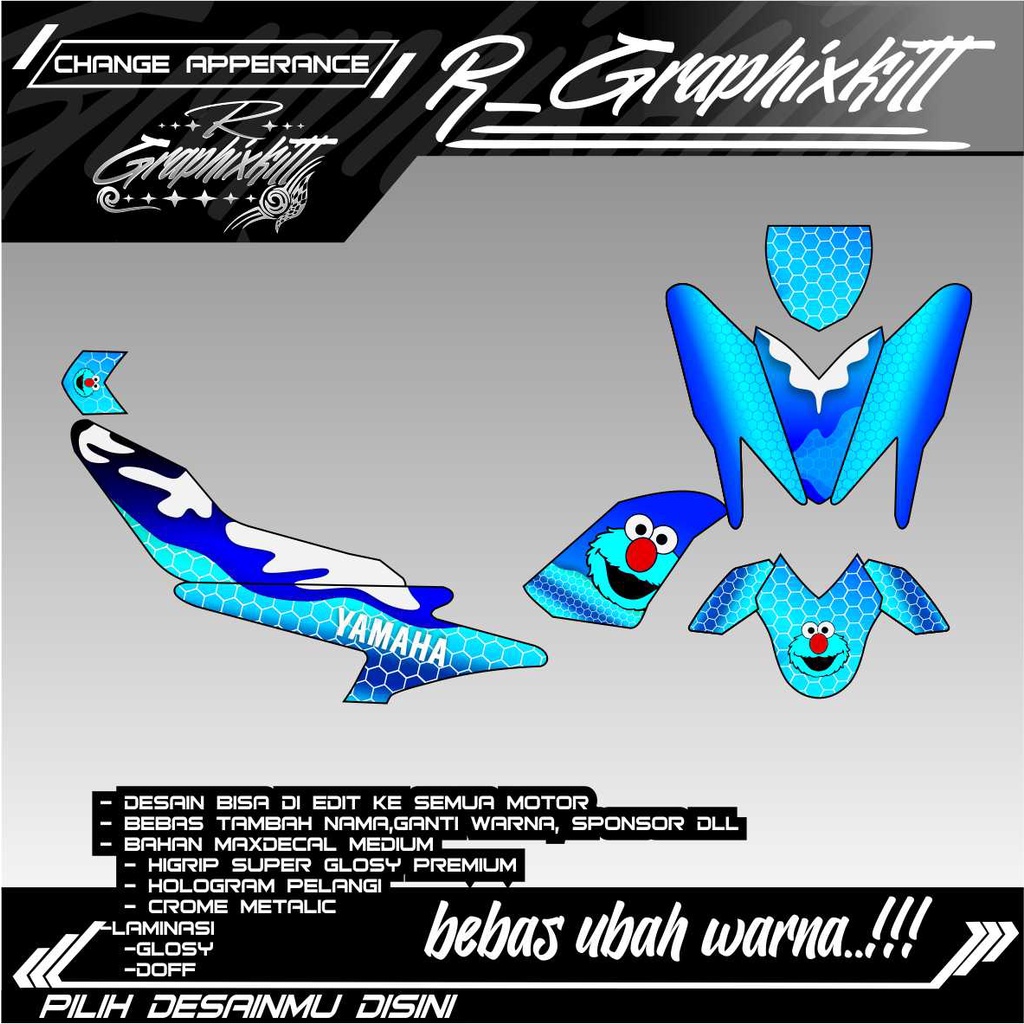 0550 sticker decal aerox fullbody hologram bebas reques