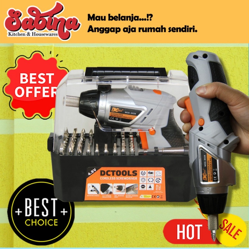 Obeng Listrik Tool Set Cordless Screwdriver 4.8V 52 in 1 200RPM