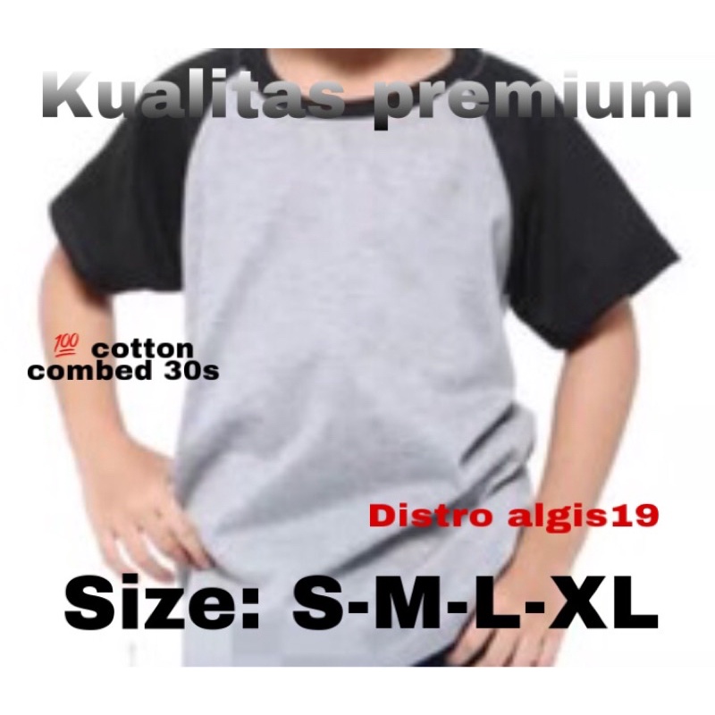 kaos raglan anak/100% cotton combed 30s/kaos raglan/lengan pendek