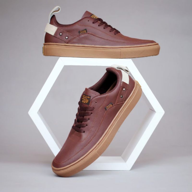 WOLF x CYRE| TERBARU !!! 100% KULIT ASLI SNEAKERS PRIA KASUAL SPORTY CEVANY DANTE COKLAT ORIGINAL a