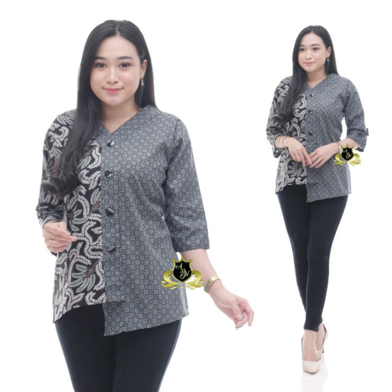 Batik wanita ASJ SA HRB026 Kenongo Kemeja Tosca Pendek-ulir truntum