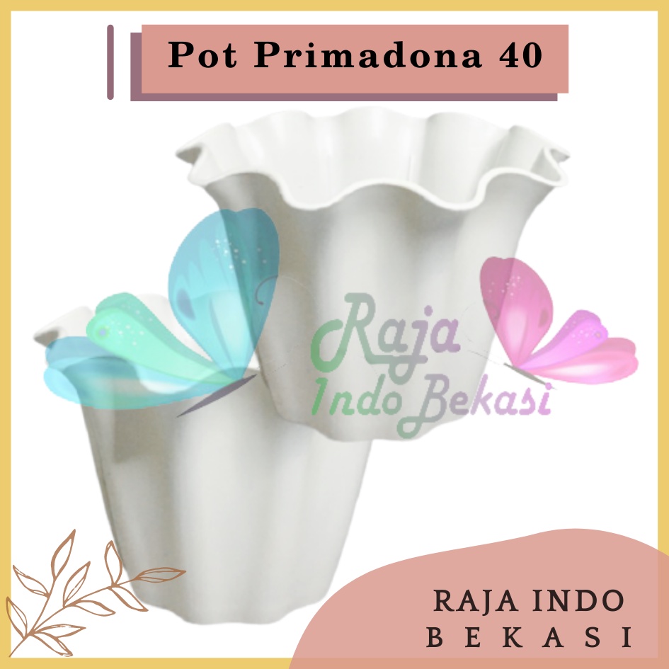 Pot Shallom Primadona 40 Putih - Pot Bunga Plastik Putih Cantik Tebal Gelombang Bagus Pot Primadona 15 20 25 30 35 40 Putih Pink Hitam - Pot Besar Putih Plastik Jumbo Murah