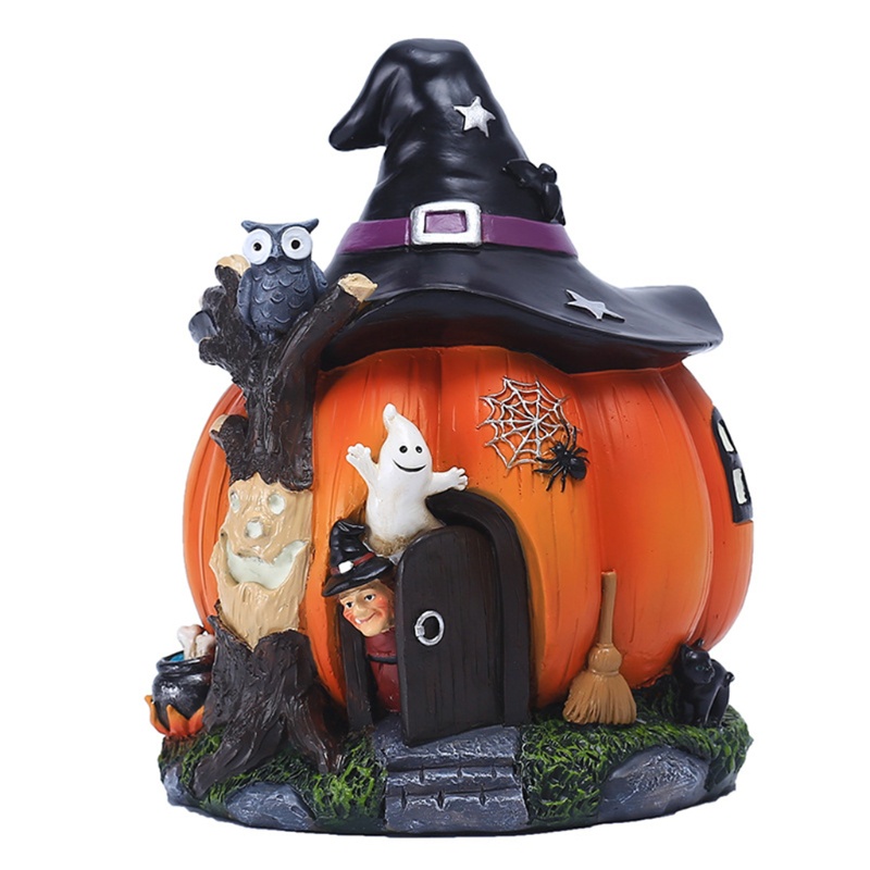 Ornamen Patung Penyihir Labu Halloween Bahan Resin Untuk Dekorasi