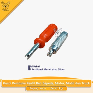 [1 biji] Kunci Pembuka Pentil Ban Pendek Motor Mobil Truck 43/62 mm silver merah