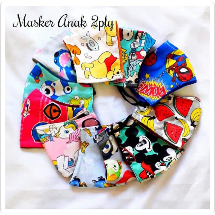 ISI 12 PCS (1 LUSIN) MASKER KAIN BISA DI CUCI - Masker Motif Anak Duckbill