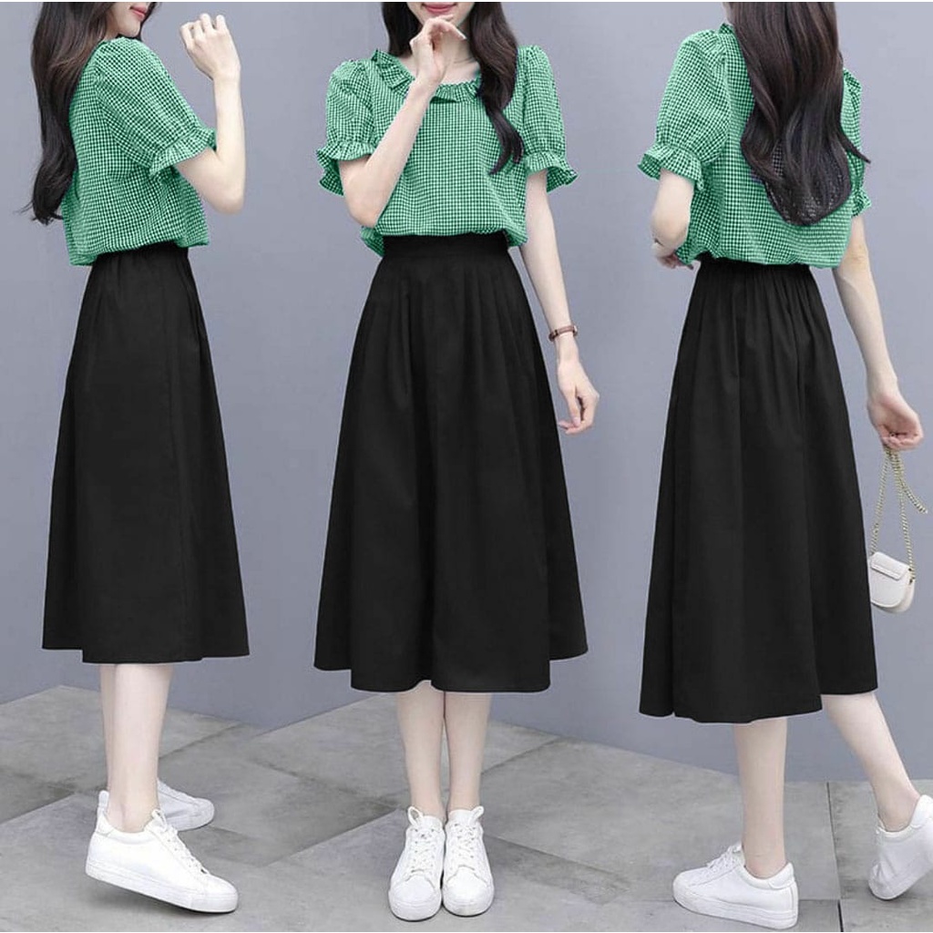 FWG - STELAN KORITA / SETELAN / STELAN KOREA WANITA / ONE SET WANITA / BAJU DAN ROK