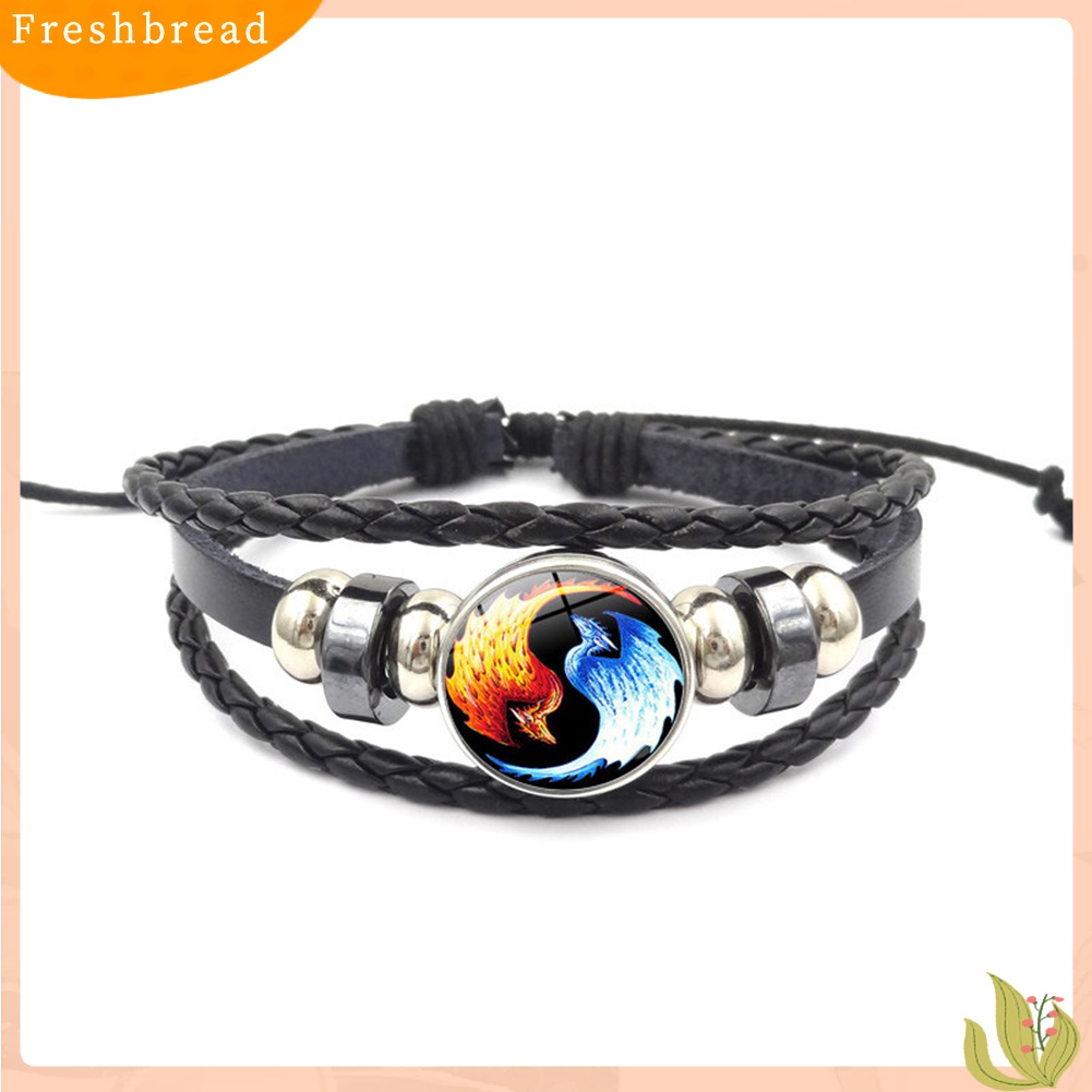 Terlaris Vintage Unisex Yin Yang Pattern Multi-layer Faux Leather Adjustable Bracelet