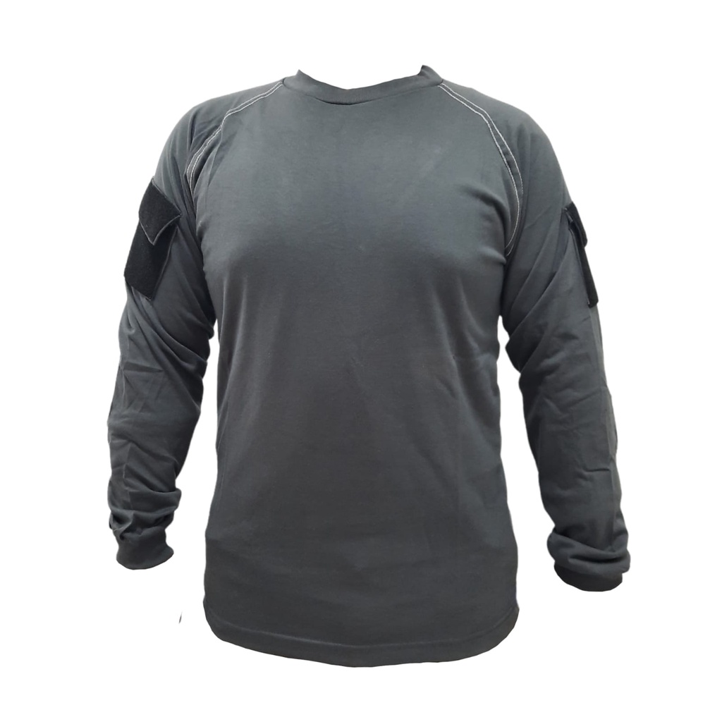 Kaos Tactical Panjang Polos Abu, Krem KAtun Combed