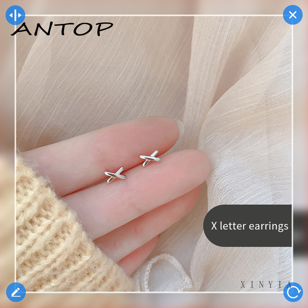 18K Emas anting korea Anting Tusuk untuk Wanita Aksesoris Fashion ANTOP