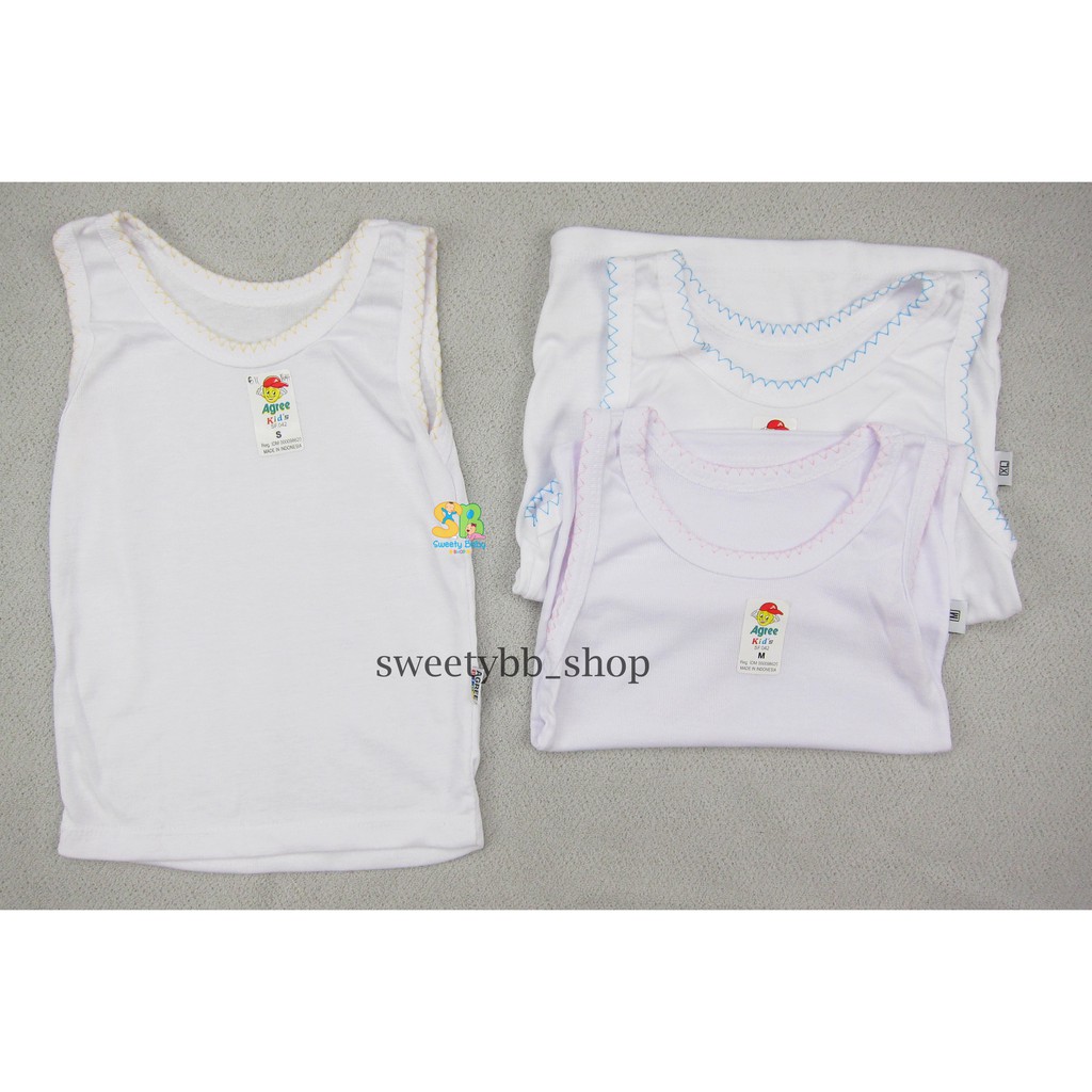 6pcs singlet anak putih polos agree kidz / kaos dalam balita / kaos kutang