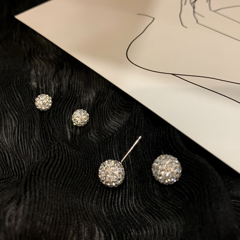 Anting Stud S925 Silver Aksen Kristal Untuk Wanita