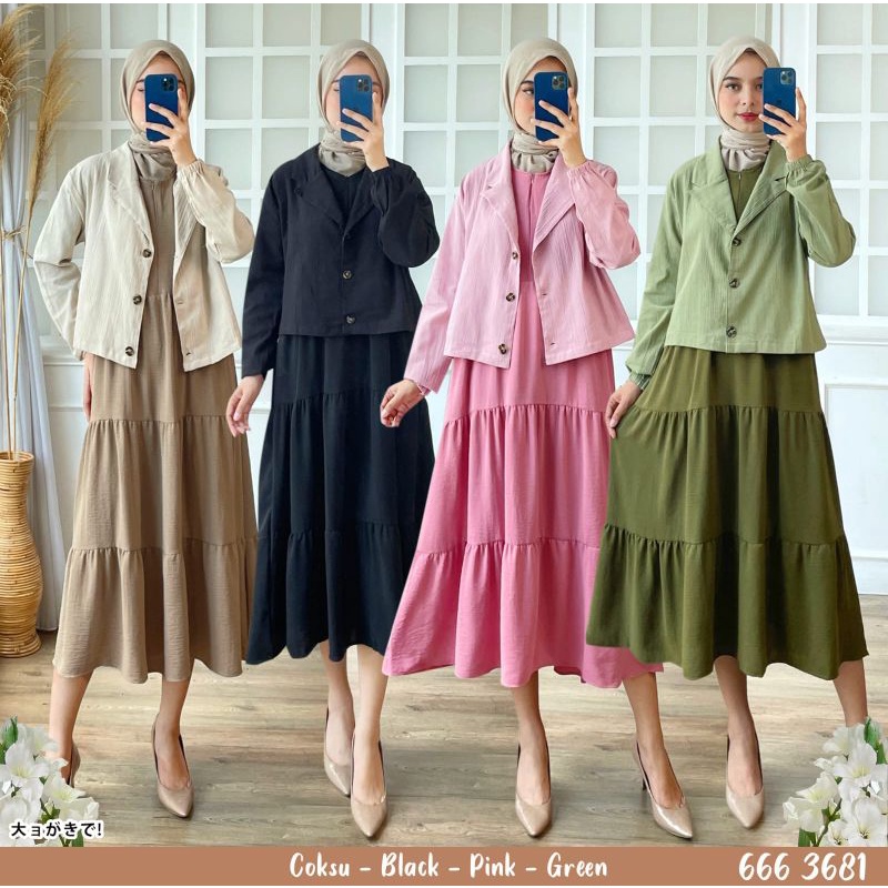 ONE SET BLAZER/MIDIDRESS 2 IN 1 / MIDI DRESS/MIDIDRESS/MIDIDRES/MIDI CRINGKEL TERBARU/GAMIS/OUTER/IN