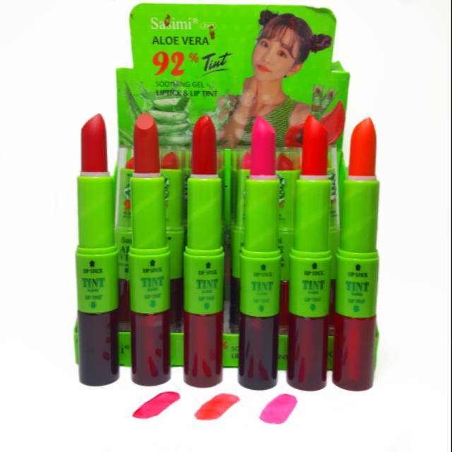 LIPSTIK+LIP TINT SASIMI ALOEVERA 2in1 HARGA 6 PCS