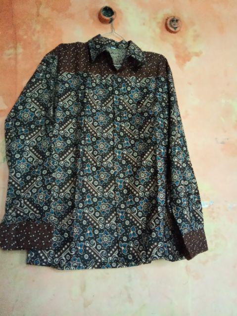 Bswart Batik Hrb026 Kenongo Hem Pendek Anjani Biru Pekalongan M L Xl Batik Pria Murah Modern Grosir