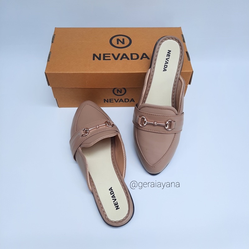 DISKON DAY! Sepatu Sandal Mules - Sandal Wanita Nevada - Flatshoes Sepatu Kerja