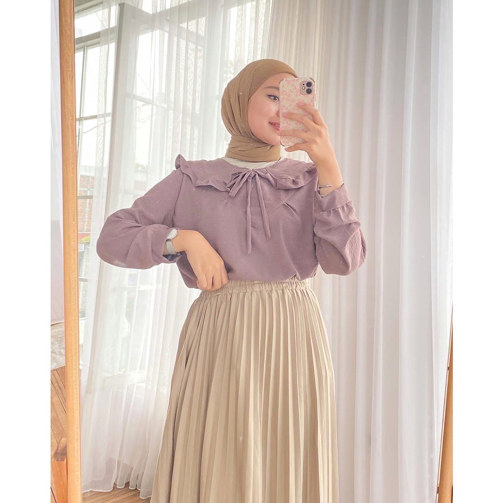 DELOVA BLOUSE CRINKLE POLOS AIR FLOW FASHION WANITA ATASAN WANITA OOTD KEKINIAN REMAJA DEWASA 2022