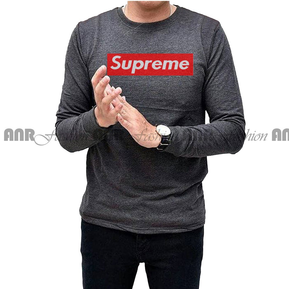 Sweater Supreme Basic Oblong Supreme Pria/Cowok - Hitam/Abu Misty/Merah/Biru Navy