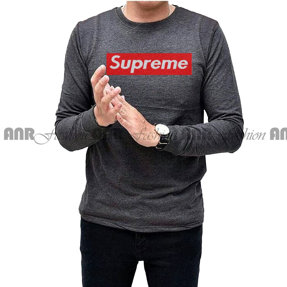 Sweater Supreme Basic Oblong Supreme Pria/Cowok - Hitam/Abu Misty/Merah/Biru Navy