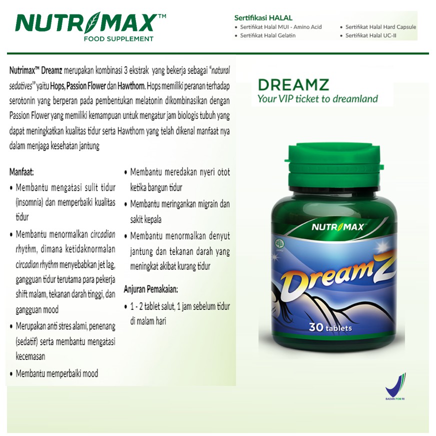 ORIGINAL Nutrimax Dreamz 30s BPOM / Nutrimax Sweet Dreams / Vitamin Susah Tidur / LEDI MART