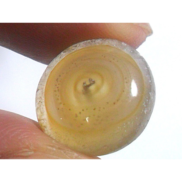 AG108 Round Cabochon 9ct 14mm Golden Brown White 'Greek Evil Eye' Picture Agate Natural Lucky Charm